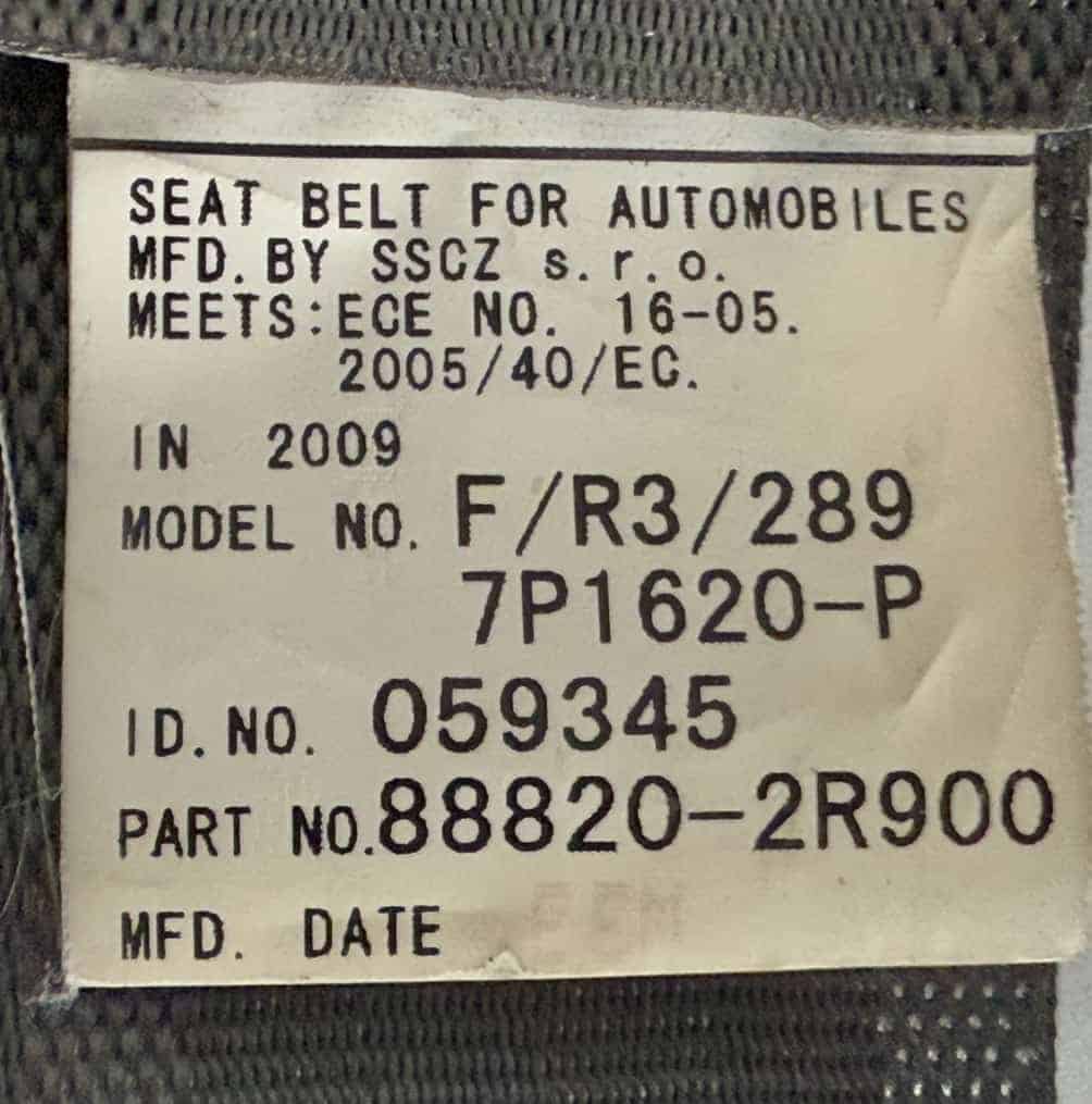 888202R900 Sicherheitsgurt Rechts vorne Hyundai i30 2010