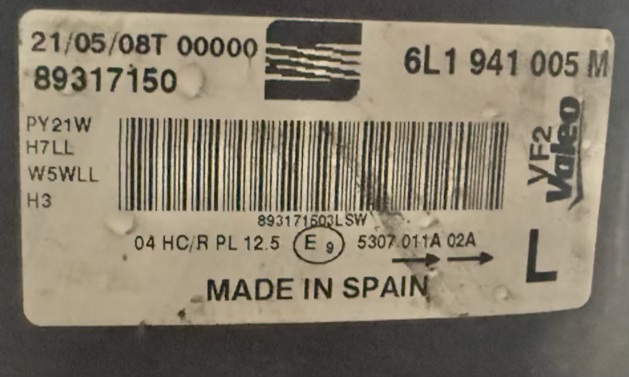 Scheinwerfer Links mit Blinker Komplett Seat Ibiza 1.2 2008 89317150 6L1941005M