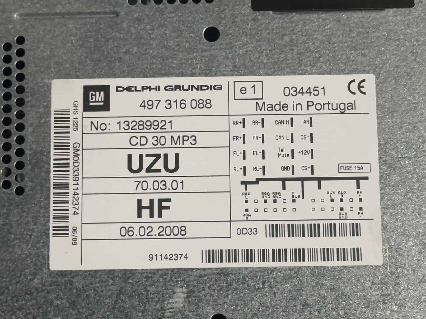 CD30 MP3 Radio module Opel Corsa D 2009