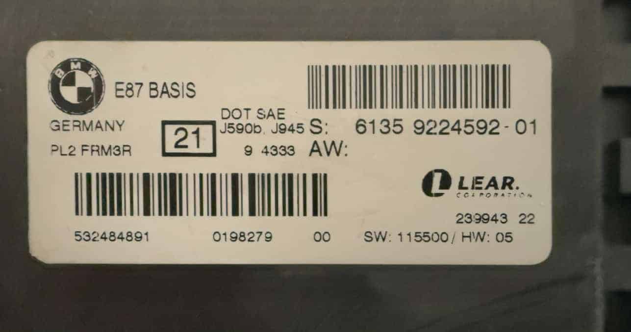 Beleuchtung Steuergerät FRM Modul BMW 116i E87 2009