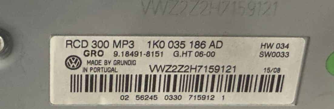 Autoradio RCD300 MP3 Radio VW Passat 3C Kombi 2008