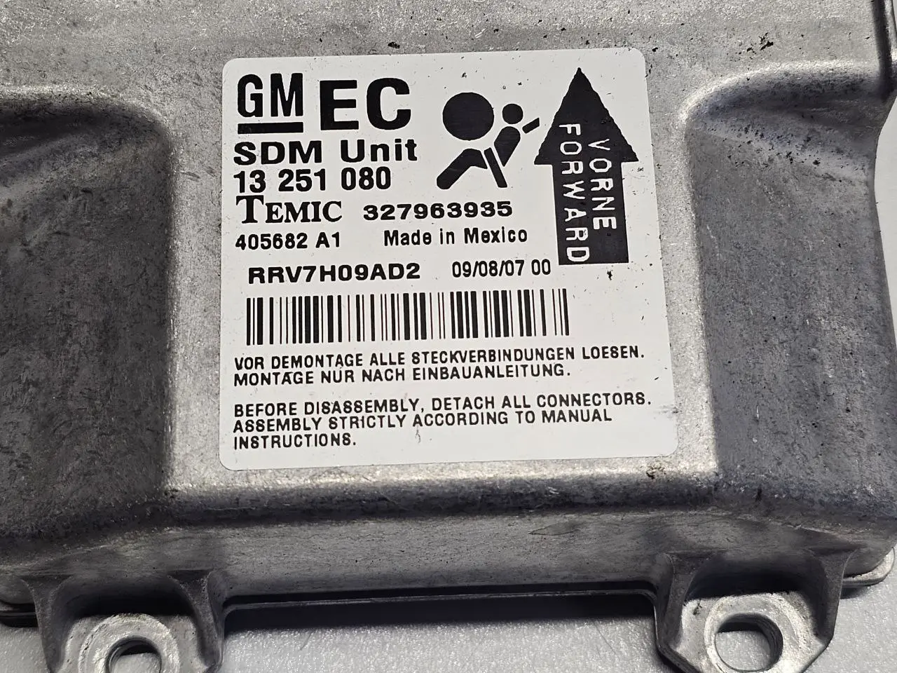 Airbagsteuergerät ASTRA-H 1.6 DOHC 2007 327963935