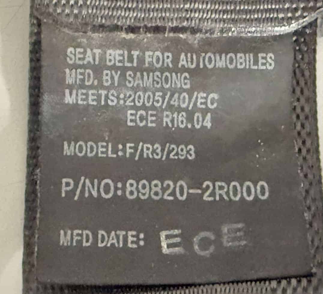 898202R000 Sicherheitsgurt Rechts Hinten Hyundai i30 2010
