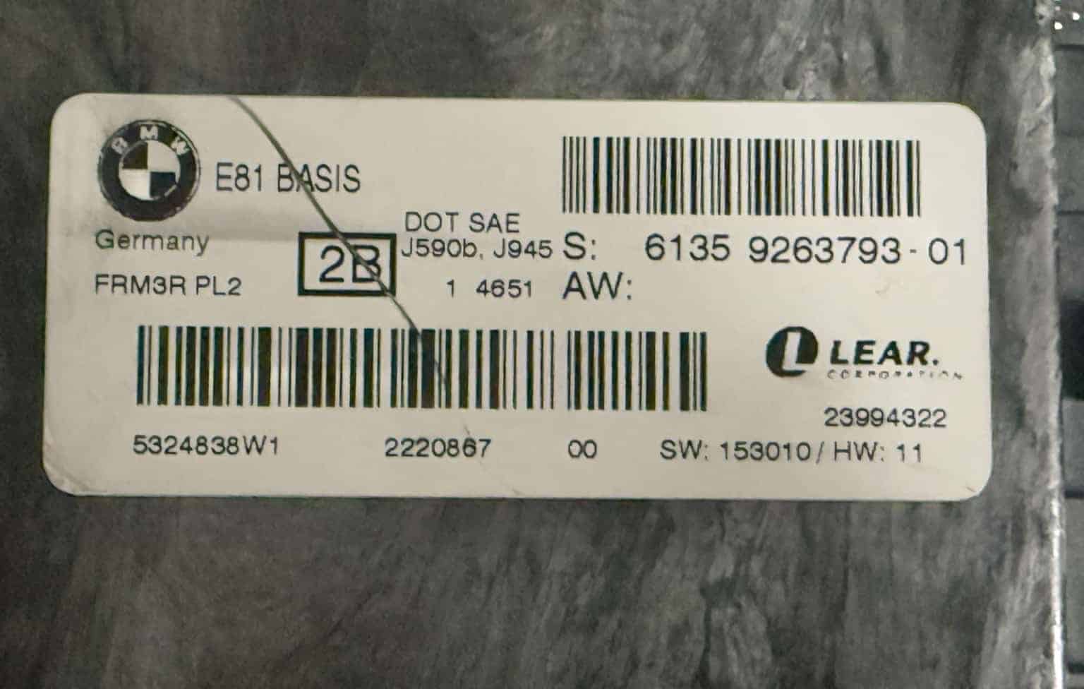 Beleuchtung Steuergerät FRM Modul BMW 116i E81 2011 61359263793