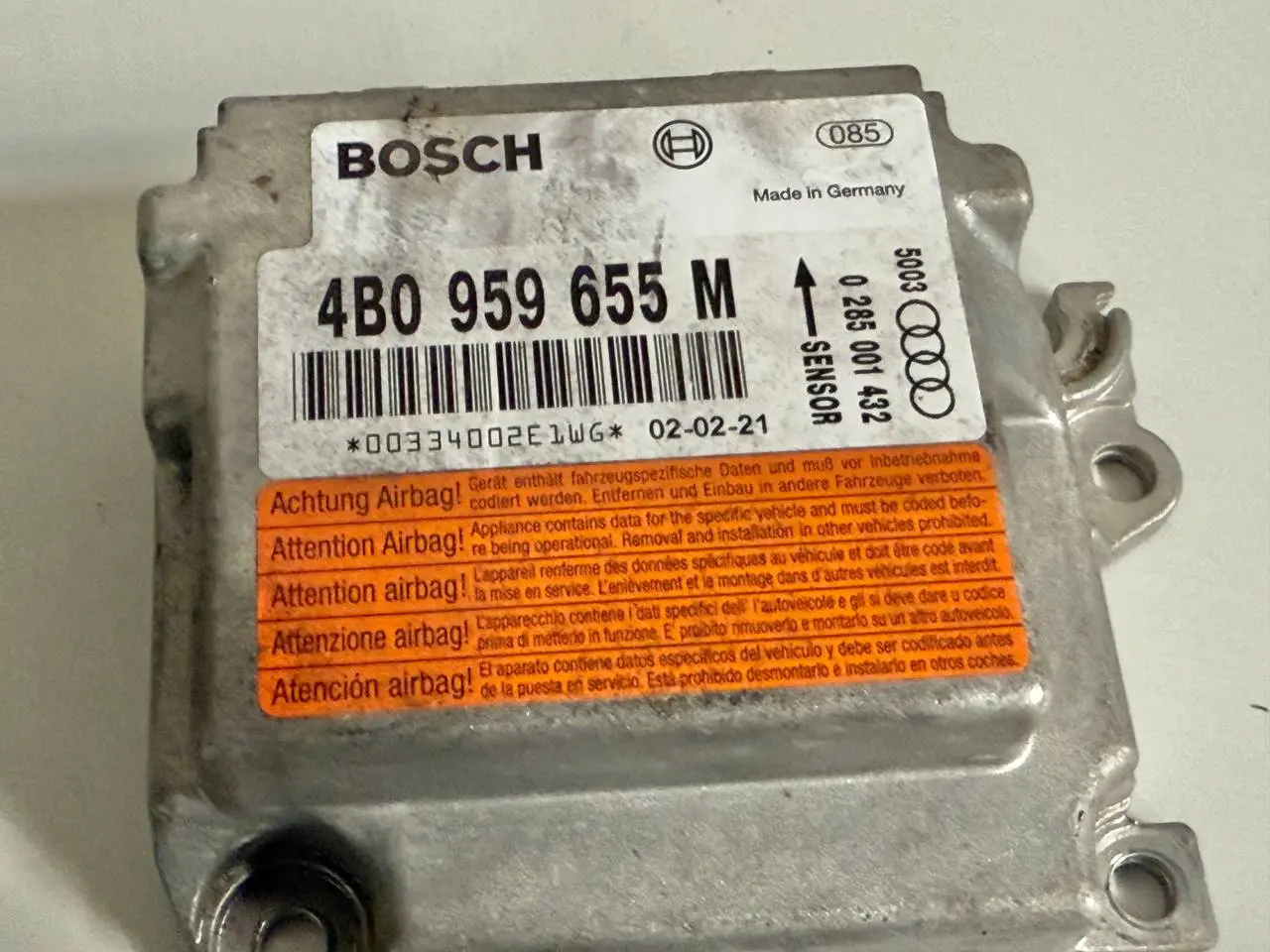Airbagsteuergeraet Steuergeraet A6 Avant 4B5 TDI 2.5L 2002 4B0959655M